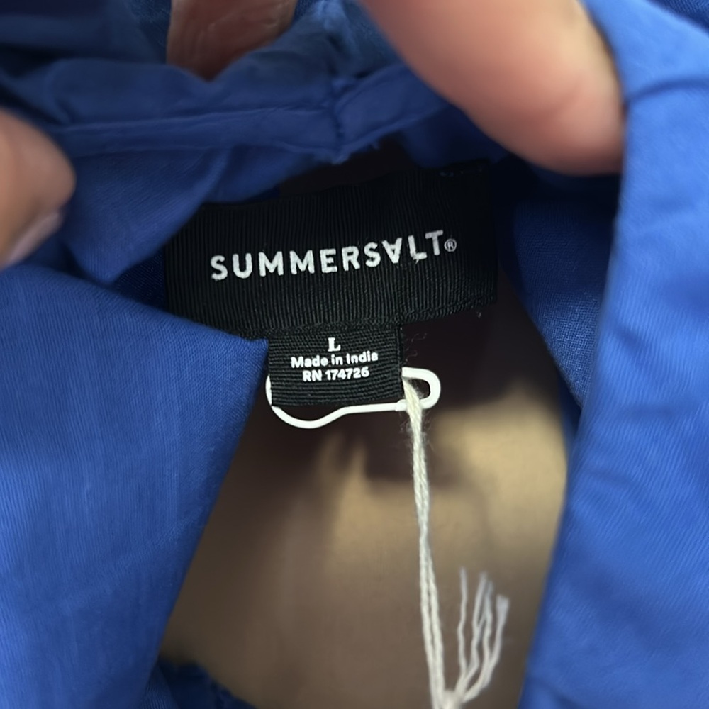 Summersalt Coastal Poplin Ruffle Neck Midi/Maxi Dress Blue - Picture 10 of 11